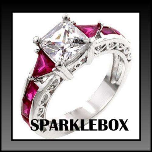 ***R70 STARTING PRICE***3.5CT RUBY Regal Trillion Cut Simulated Diamond Ring***SIZE 8