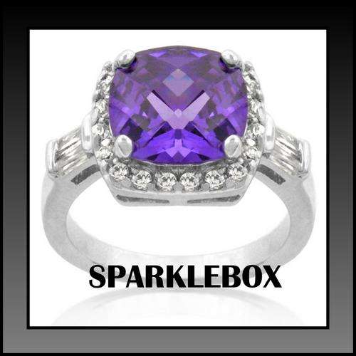 ***R50 STARTING PRICE***Starry Night Amethyst CZ Prong Setting Ring***SIZE 7