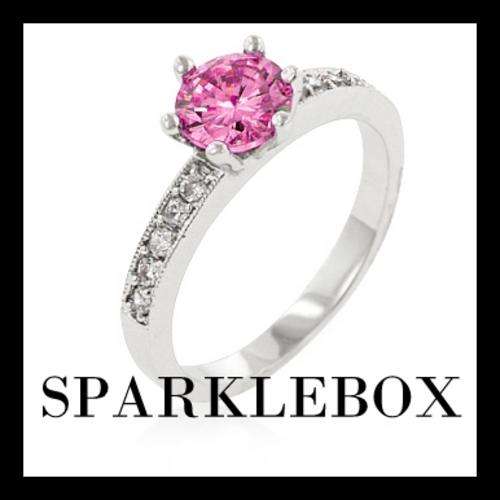 ***NEW STOCK R69 STARTING PRICE***Prong Princess Ice Pink CZ Band Ring***SIZE 9