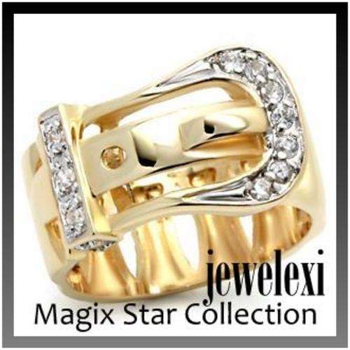 ***Stylish Buckle Belt Desigh Simulated Diamond Band Ring - SIZE 9***