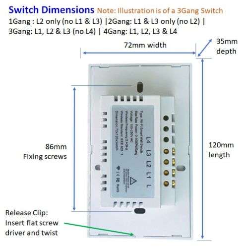 Smart Light Touch Switch 2 Gang | No Neutral Wire | WiFi Tuya Smart Life
