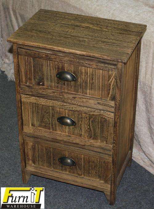 Riva Pedestal / Bedside (3 drawers - SOLID WOOD)