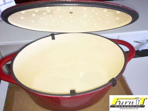 CHEF Oval Cast Iron Casserole (6 Liter) - ENAMEL (RED)