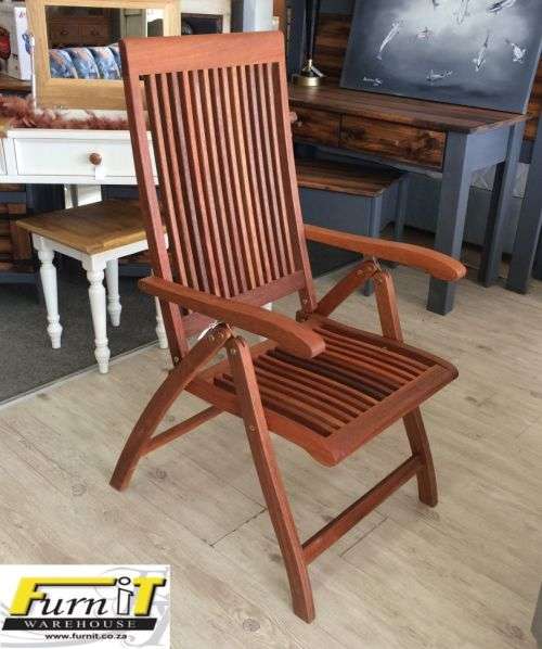 CHAIR: 5 Position Adjustable folding - Hardwood - Outdoor