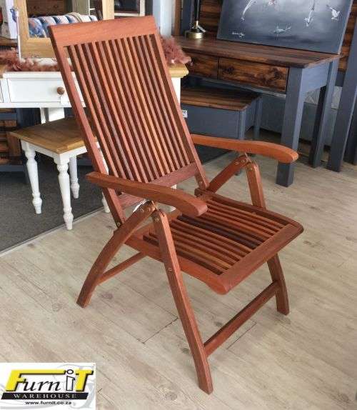 CHAIR: 5 Position Adjustable folding - Hardwood - Outdoor