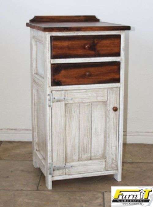 Rustic CHIMNEY style Pedestal / Bedside Table -2 drawers and Door - SOLID WOOD