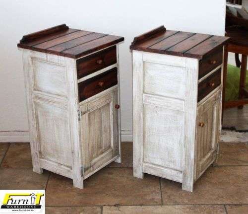 Rustic CHIMNEY style Pedestal / Bedside Table -2 drawers and Door - SOLID WOOD