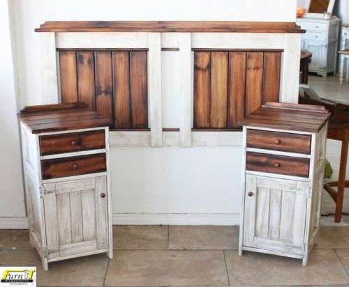 Rustic CHIMNEY style Pedestal / Bedside Table -2 drawers and Door - SOLID WOOD