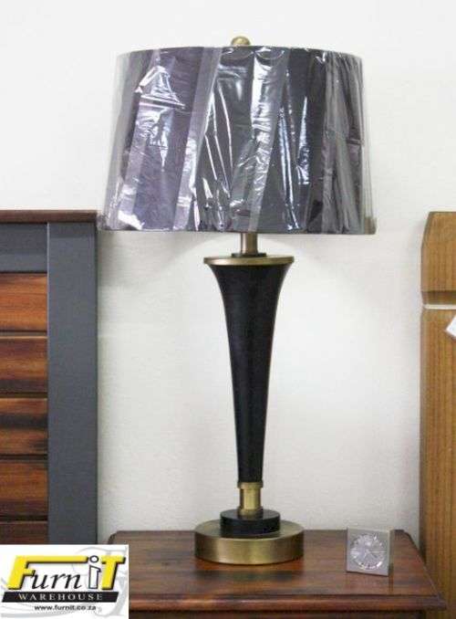 Table Lamps - Black & Brass finish with Black Suede / Velvet shade