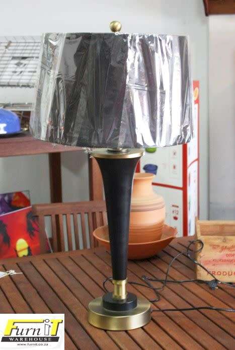 Table Lamps - Black & Brass finish with Black Suede / Velvet shade