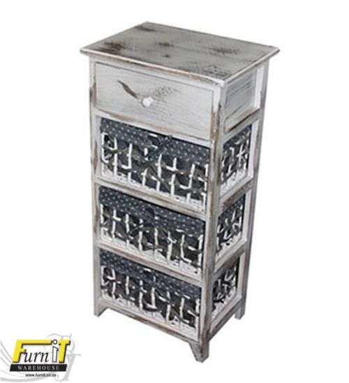 CENTO Pedestal / Bedside Table with 1 Dawer and 3 Baskets - Colorful Finish