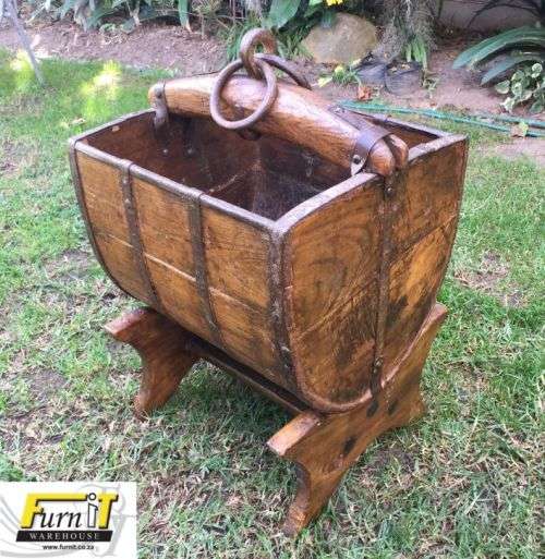 Antique Water-well BUCKET with stand - Oak & Metal - UNIQUE Africana - Great Condition