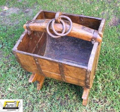 Antique Water-well BUCKET with stand - Oak & Metal - UNIQUE Africana - Great Condition