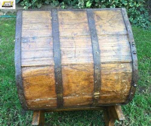 Antique Water-well BUCKET with stand - Oak & Metal - UNIQUE Africana - Great Condition