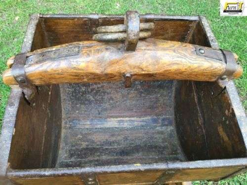 Antique Water-well BUCKET with stand - Oak & Metal - UNIQUE Africana - Great Condition