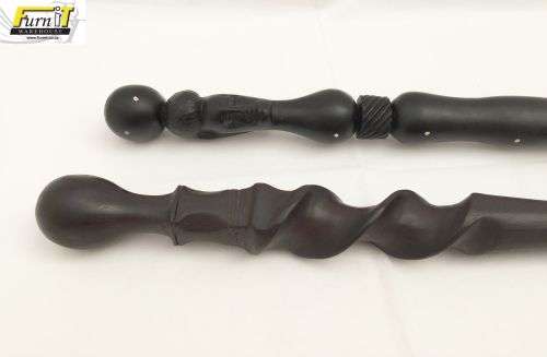 Walking Sticks (2) - Carved Ebony - Barley Twist