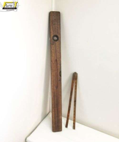 Antique Spirit Level AND folding Ruler - J. Rabone & Sons - England - Brass and Wood - 1800's