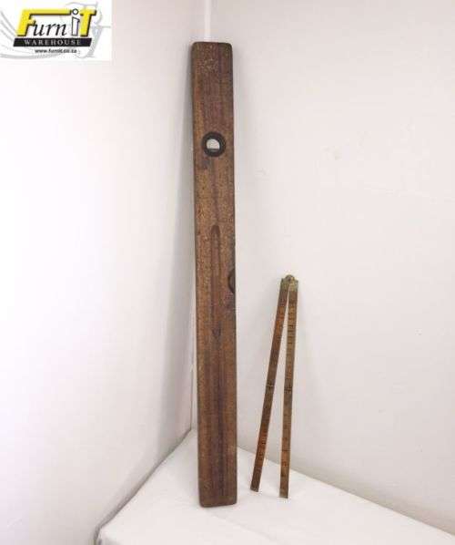 Antique Spirit Level AND folding Ruler - J. Rabone & Sons - England - Brass and Wood - 1800's