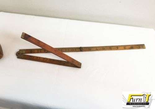 Antique Spirit Level AND folding Ruler - J. Rabone & Sons - England - Brass and Wood - 1800's