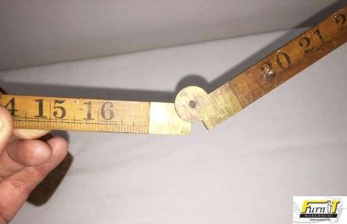 Antique Spirit Level AND folding Ruler - J. Rabone & Sons - England - Brass and Wood - 1800's