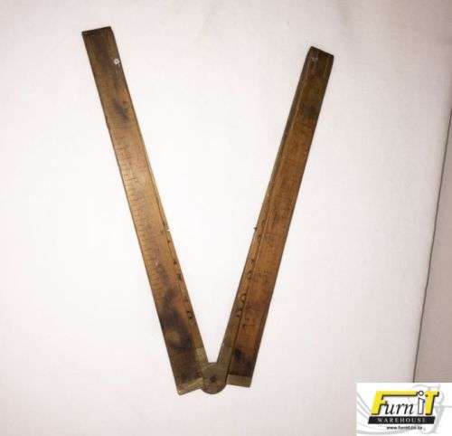 Antique Spirit Level AND folding Ruler - J. Rabone & Sons - England - Brass and Wood - 1800's