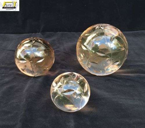 Set of 3 Cut Glass Paper Weights - Different sizes - Heavy