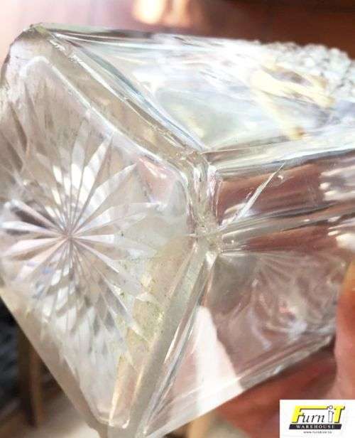 RARE Antique Oak Cased Tantalus set with Double Cut Glass Decanters - England - Original