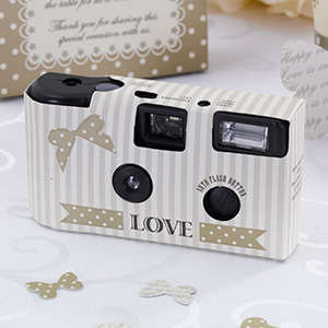 Chic Boutique Ivory/gold disposable wedding cameras
