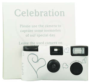 Silver Heart disposable wedding cameras