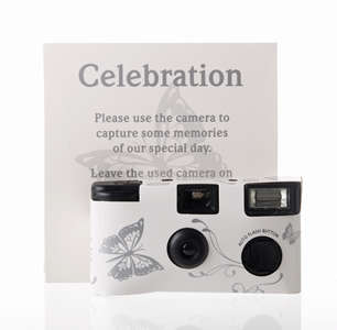 Silver butterfly disposable wedding camera
