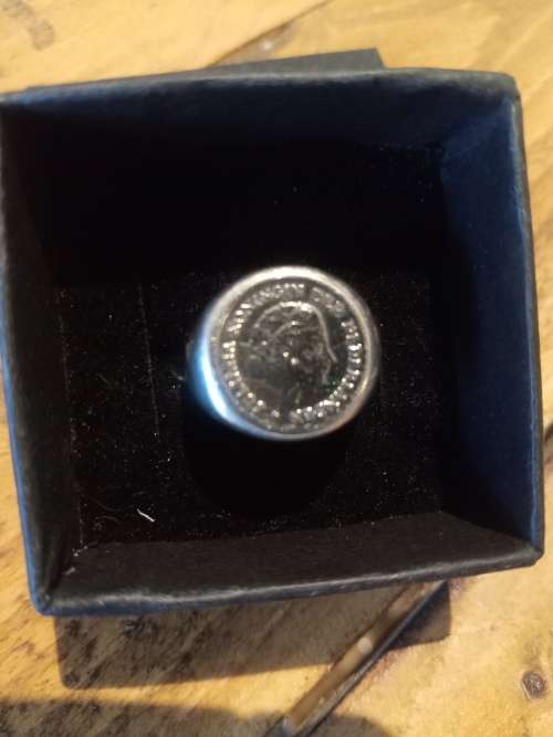 Solid Silver Mens Ring with Juliana Koningin der Nederlanden Coin!
