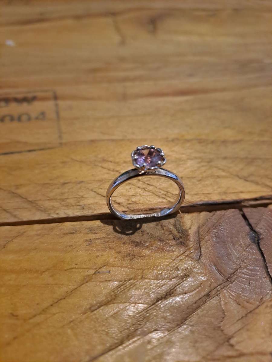Silver Antique Ring with Purple Stone!