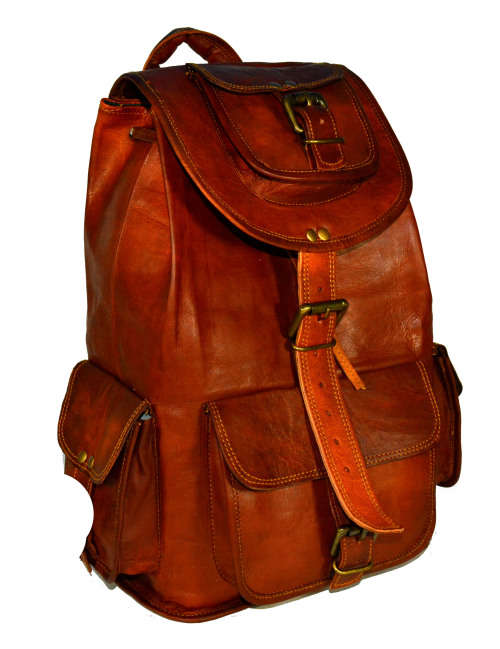 Vintage Handcrafted Leather Rucksack Backpack Bag