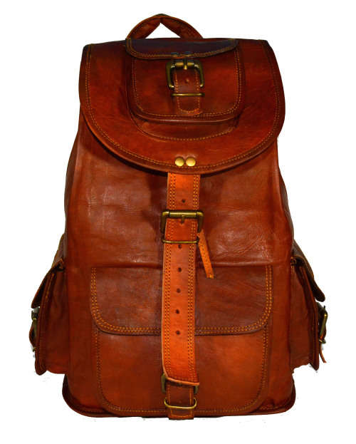 Vintage Handcrafted Leather Rucksack Backpack Bag