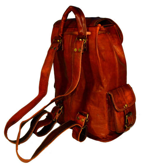Vintage Handcrafted Leather Rucksack Backpack Bag
