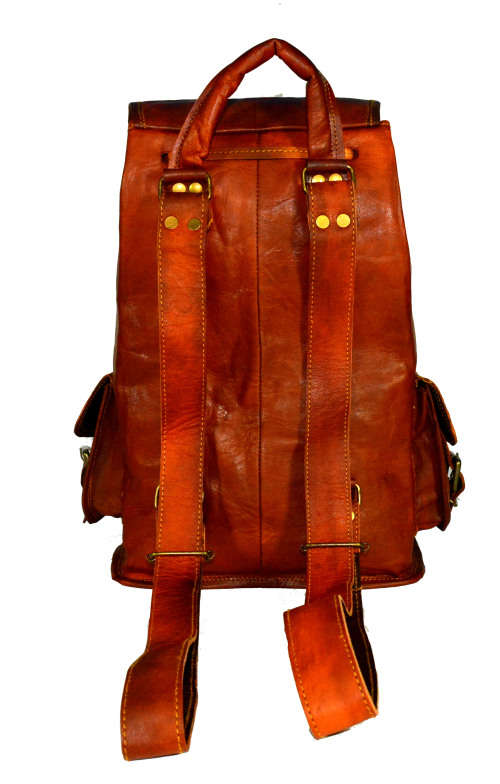 Vintage Handcrafted Leather Rucksack Backpack Bag