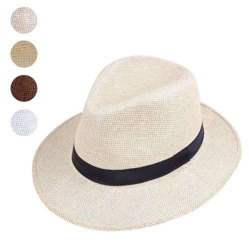 Panama fedora Summer Beach straw cream white sun hat