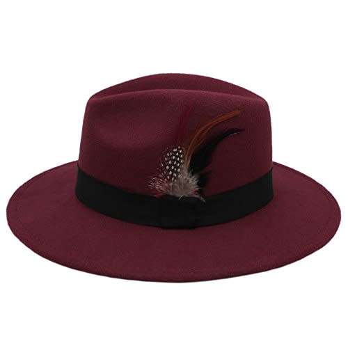 Panama fedora wide brim Sombrero beach summer cool Hat(Maroon)