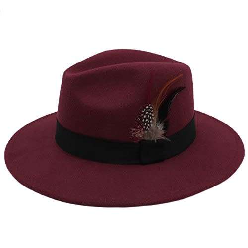 Panama fedora wide brim Sombrero beach summer cool Hat(Maroon)
