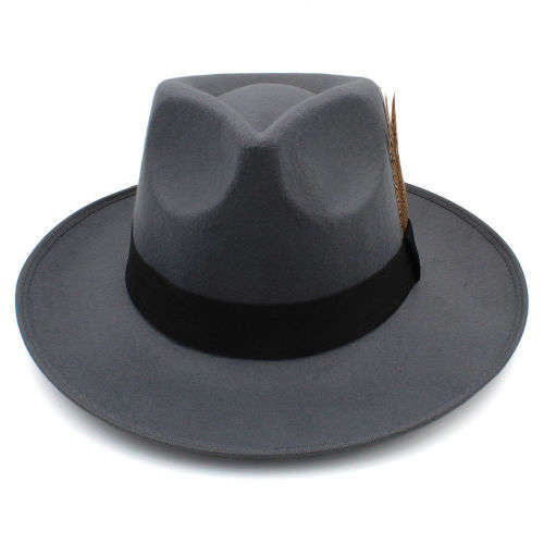 (FREE SHIPPING) Panama fedora wide brim Sombrero beach summer cool Hat(Grey)