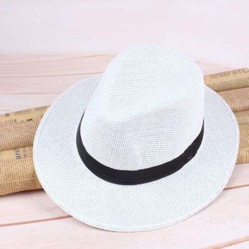 Panama Fedora white Handmade Straw summer sun beach Hat for men women