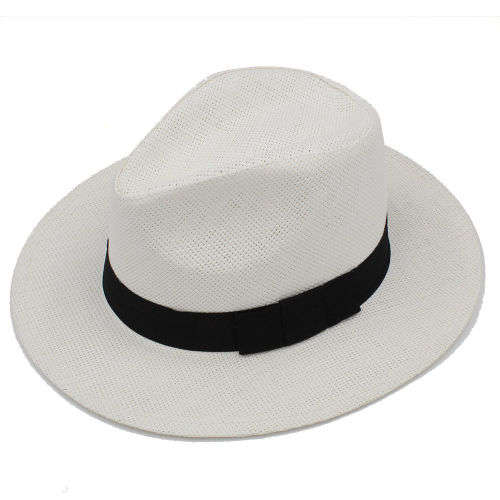 Panama Fedora white Handmade Straw summer sun beach Hat for men women