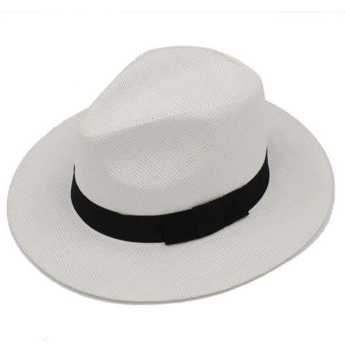 Panama Fedora white Handmade Straw summer sun beach Hat for men women