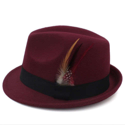 Fedora Panama Jazz gangster summer beach Hat (Maroon)