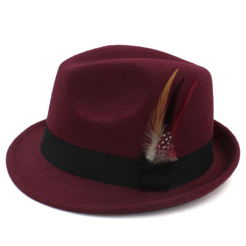 Fedora Panama Jazz gangster summer beach Hat (Maroon)