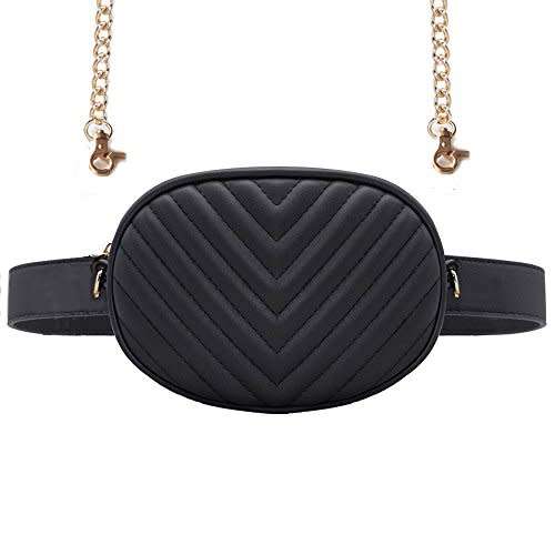 Stylish Money Black Women Waist Packs Travel Elegant Leather Waist Phone Pouch all Belts Bag