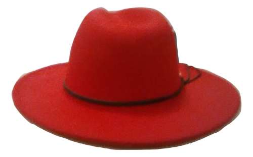 Unisex men women fedora panama Fedora Wide Brim Wool Felt Hat sun hat with loose rope (RED)