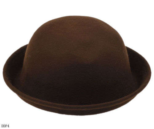 Bowler Cap Derby Hat Bucket Cloche Sunhat Fedora Trilby Floppy Wool women men(BLACK AND BROWN)