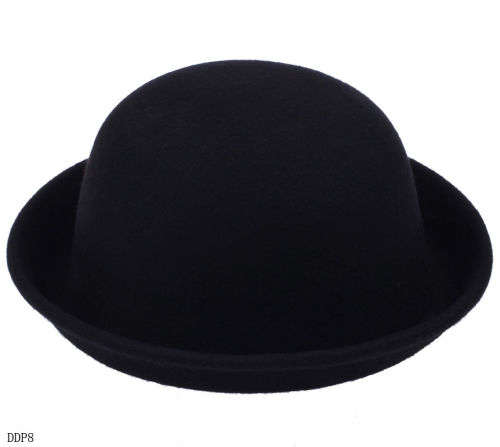 Bowler Cap Derby Hat Bucket Cloche Sunhat Fedora Trilby Floppy Wool women men(BLACK AND BROWN)