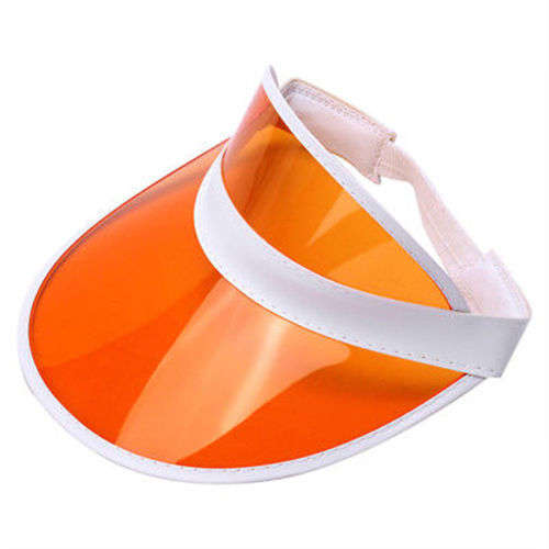 1980's Golf Tennis Unisex Sun Visor Poker Hat Pastic Party Retro Neon Hat Headband Cap(ORANGE)